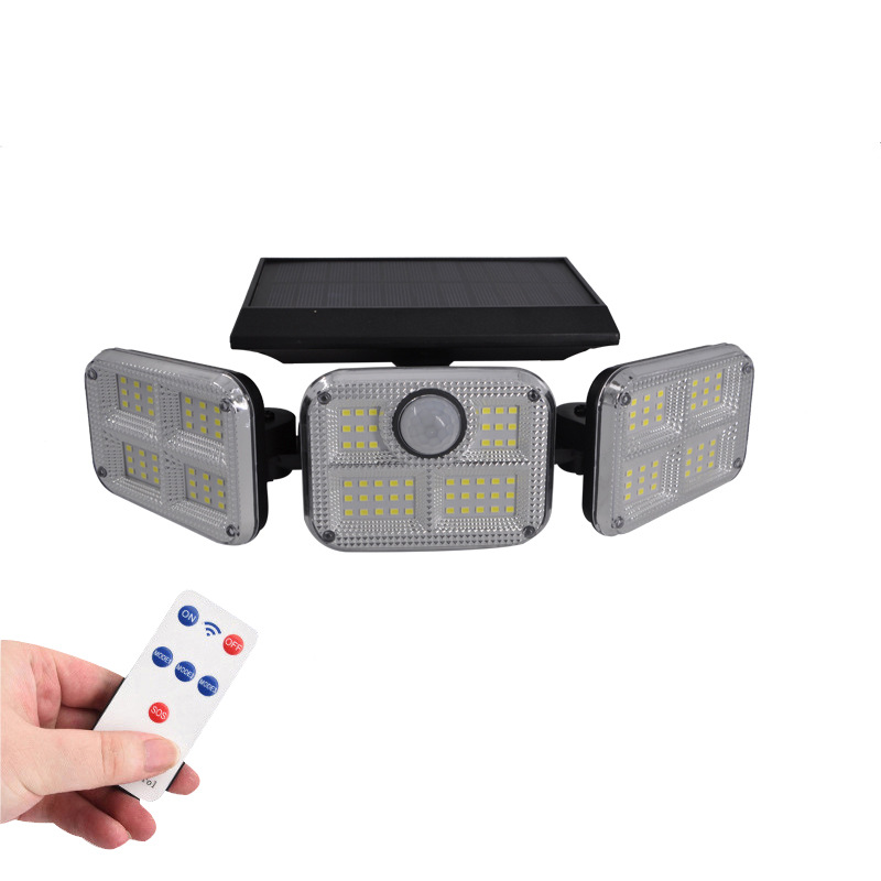 太阳能庭院灯 122LED 192COB 三头灯 防水太阳能感应壁灯详情图8