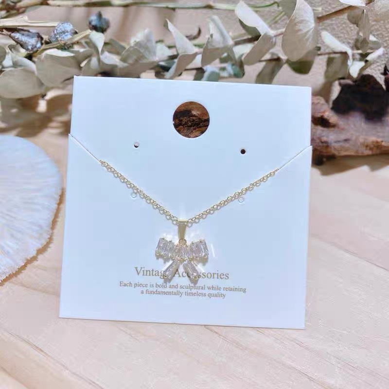 18K gold plated stainless steel necklace bow zircon Korean choker without fading jewelry extension chain female