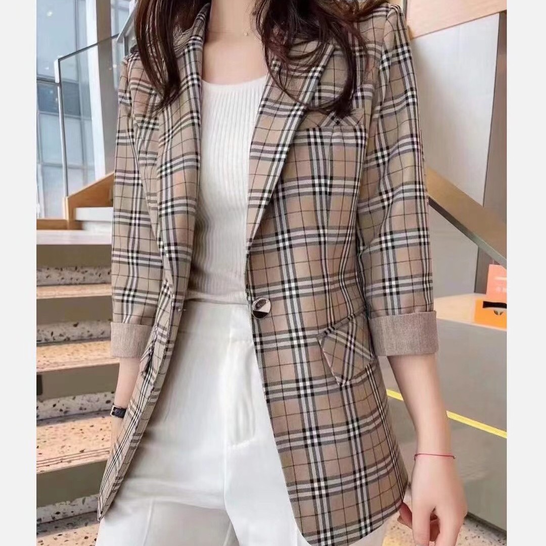 Fashion trend casual slim shape original plaid suit