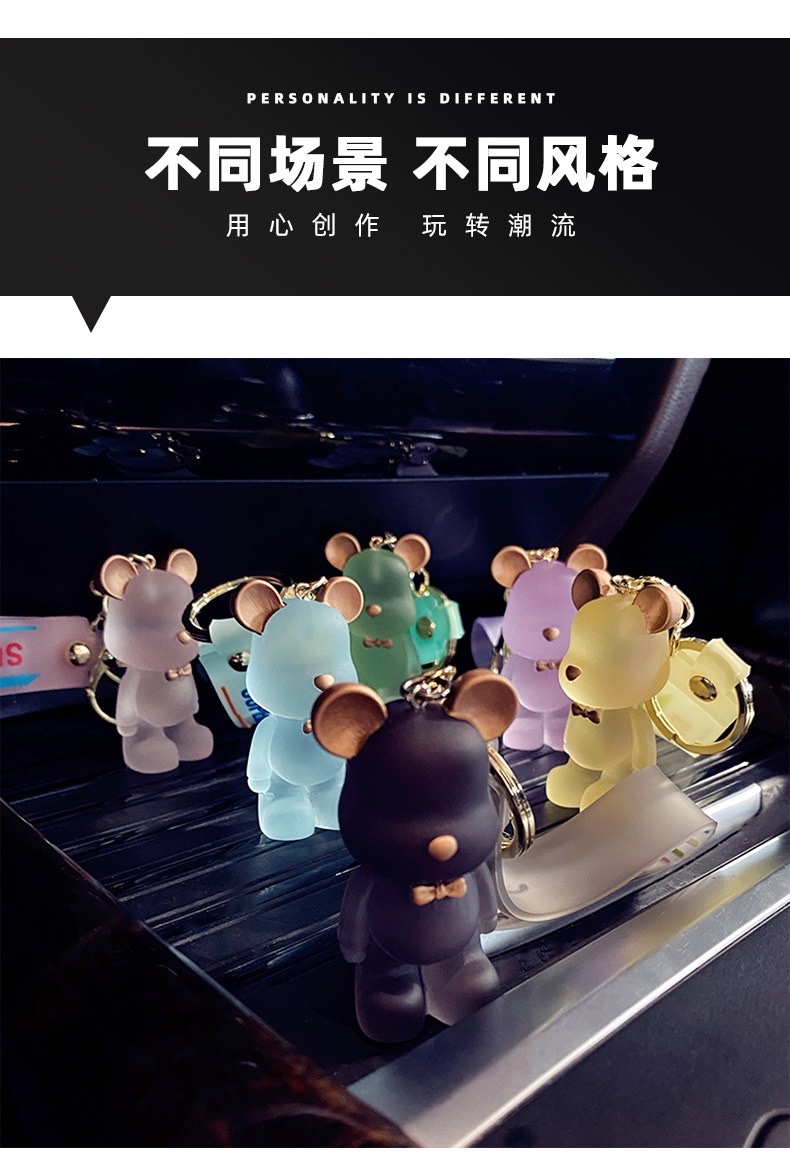 Crystal jelly bow tie bear keychain Item Picture