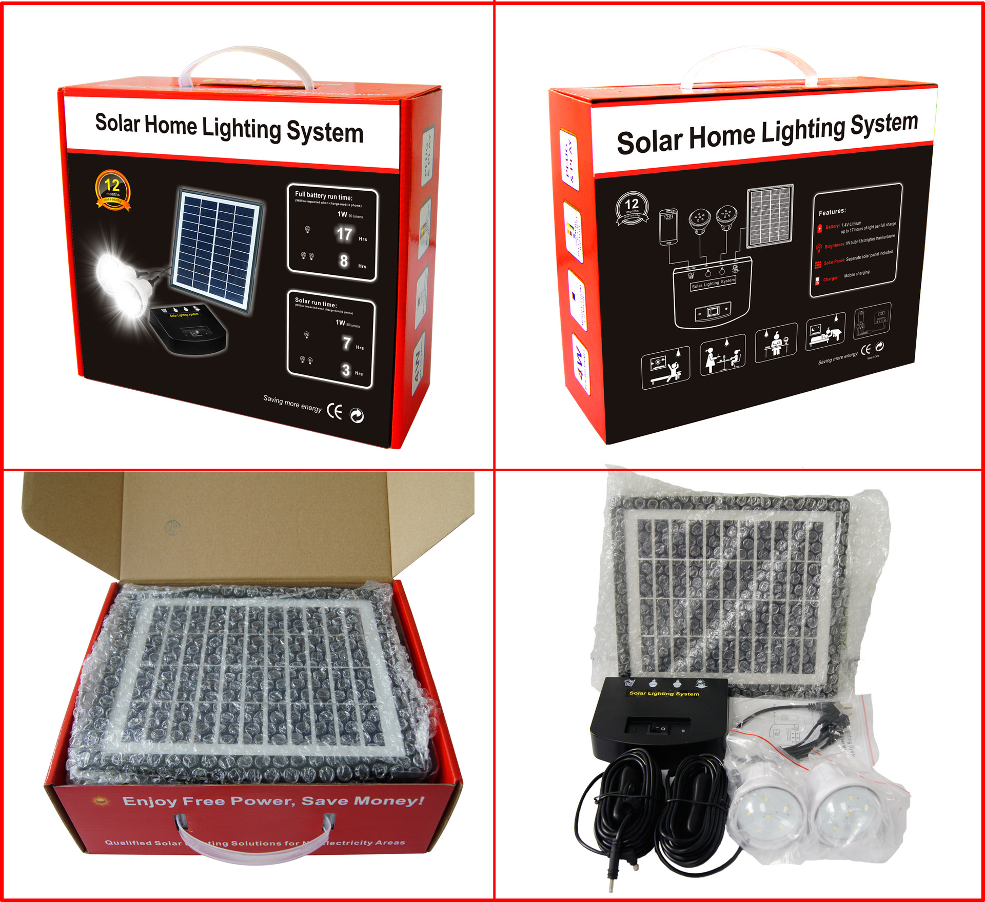 JUMIA】Solar camping kit ,solar led light, phone charge白底实物图