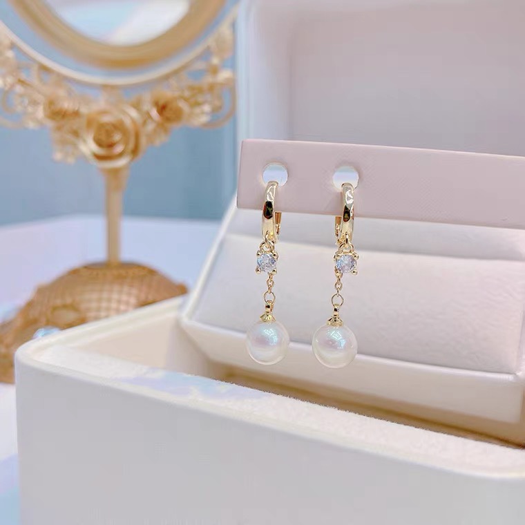 Ear buckle hanging zircon beads retro personality long superflash zircon national wind multi-tassel colorful earrings copper earrings Yiwu zircon