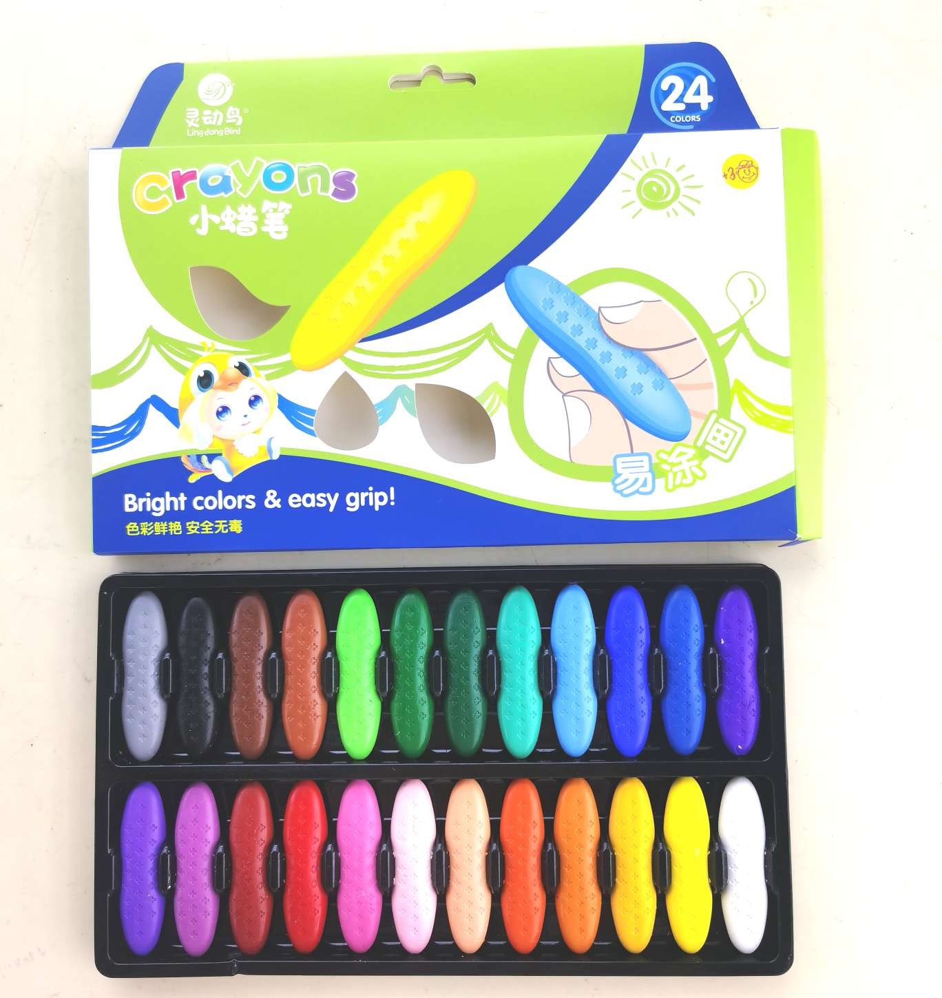 儿童无毒油画棒画笔 厂家直销24色塑料不脏手蜡笔  学生塑料蜡笔批发定制详情图3