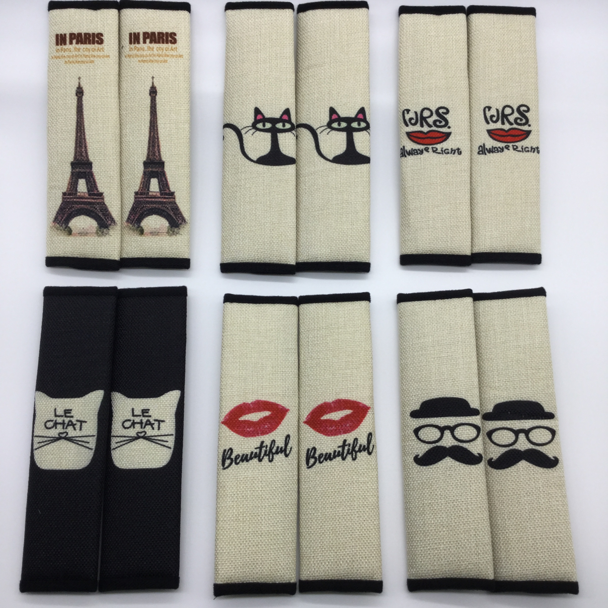 汽车用品 车内保险带护肩 棉麻印花护肩