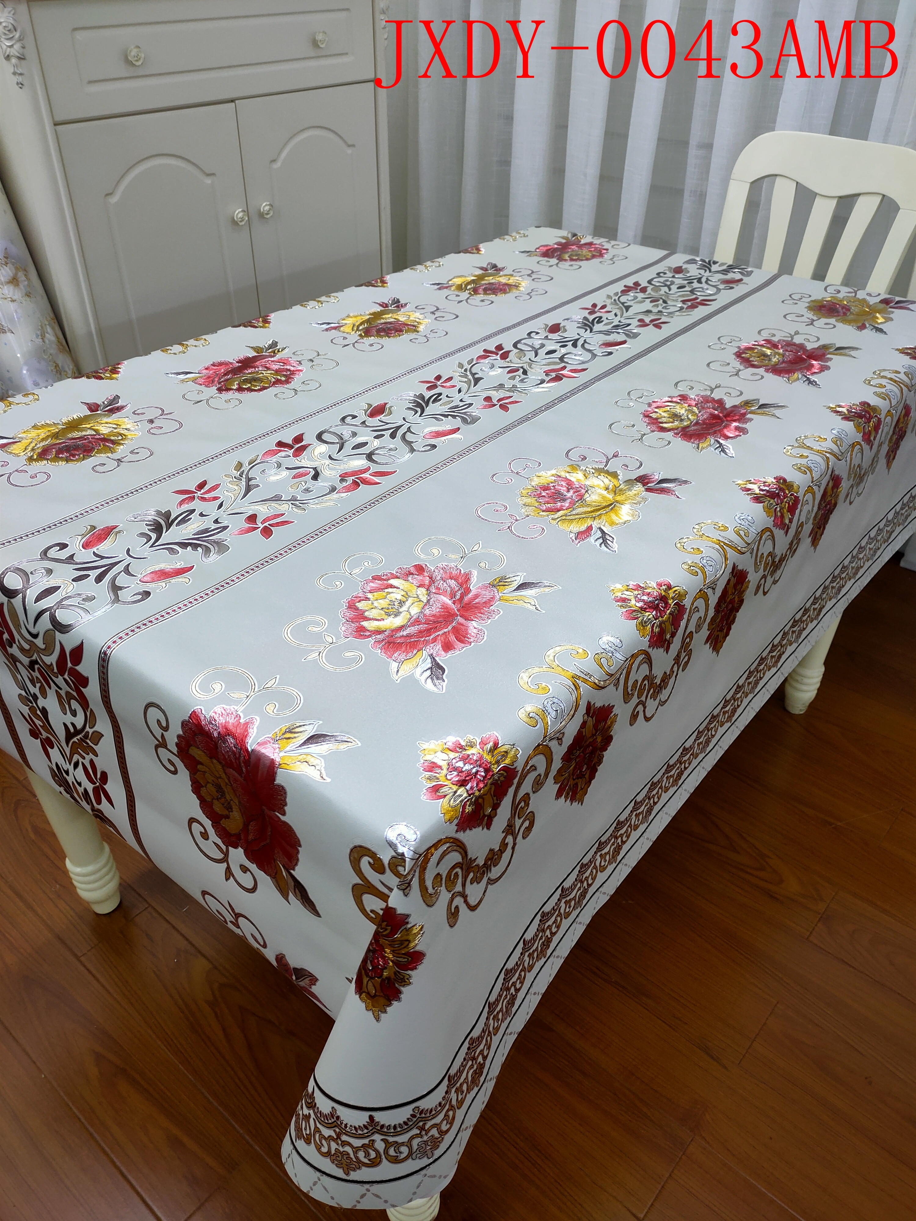 PVC烫金欧式印花台布防水免洗桌布对花桌布餐桌布详情图4