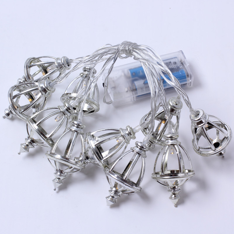 Ramadan Festival light string, Eid al-Fitr Halloween oil lamp battery box, led decorative color light manufacturer wholesale, 2-meter 10-lamp battery model white light three-dimensional street lamp details Picture
