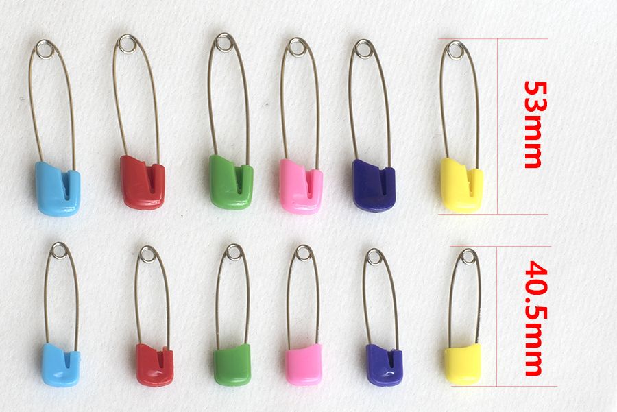 Children's pins, colored pins, plastic pins, stainless steel pins, colored plastic gourd pins, white children's clothing tags, hanging ropes, special small gourd pins, plastic safety pins Specification image