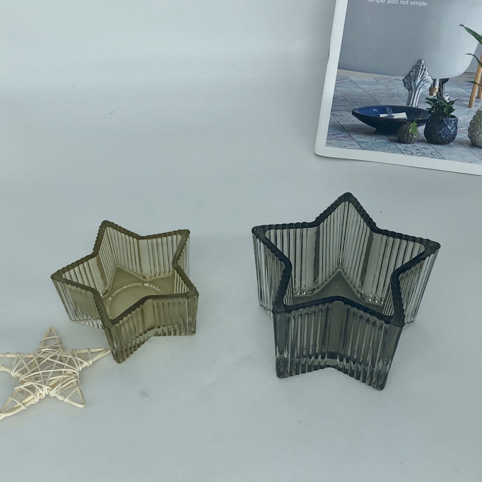 New glass five-pointed star candlestick home decoration 0400 factory direct sales