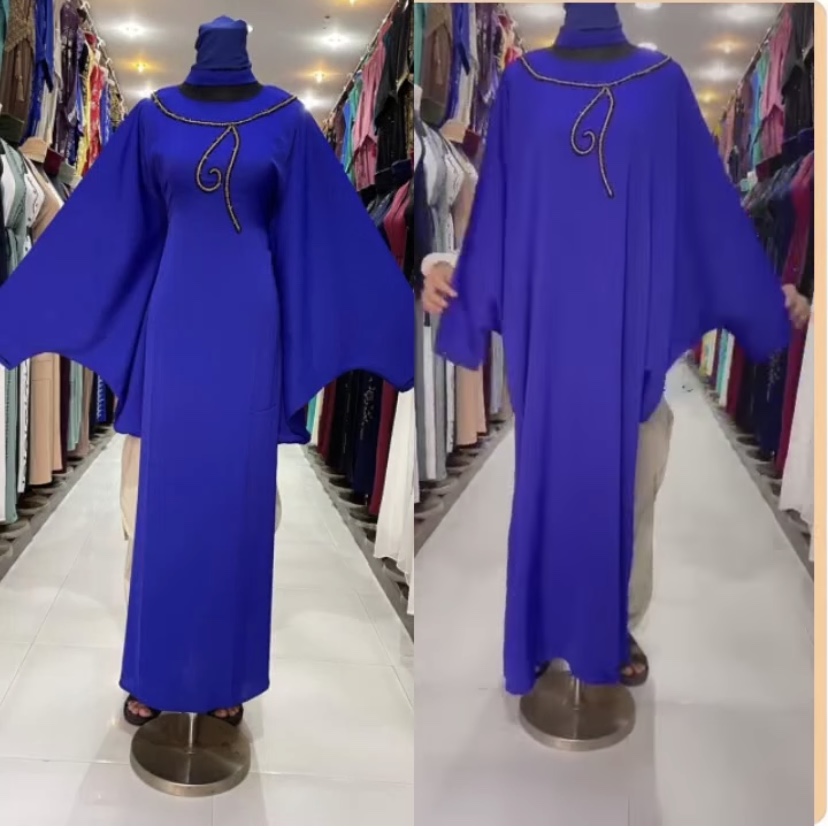 中东迪拜 雪纺蝙蝠袖 定制气质优雅长裙长袍