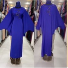 中东迪拜 雪纺蝙蝠袖 定制气质优雅长裙长袍