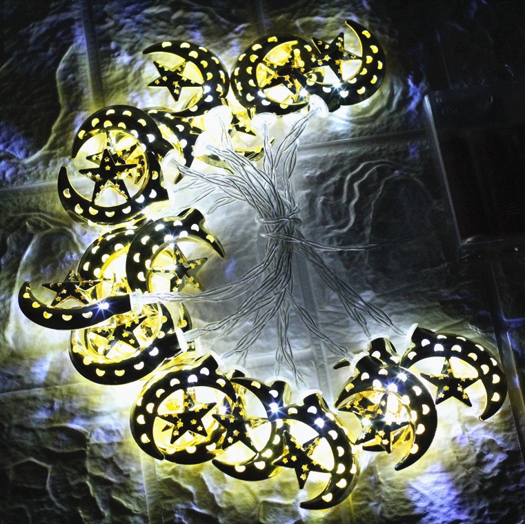 Ramadan battery box LED light string Eid Moon Stars indoor decoration light 3m 20 light battery small star moon white light