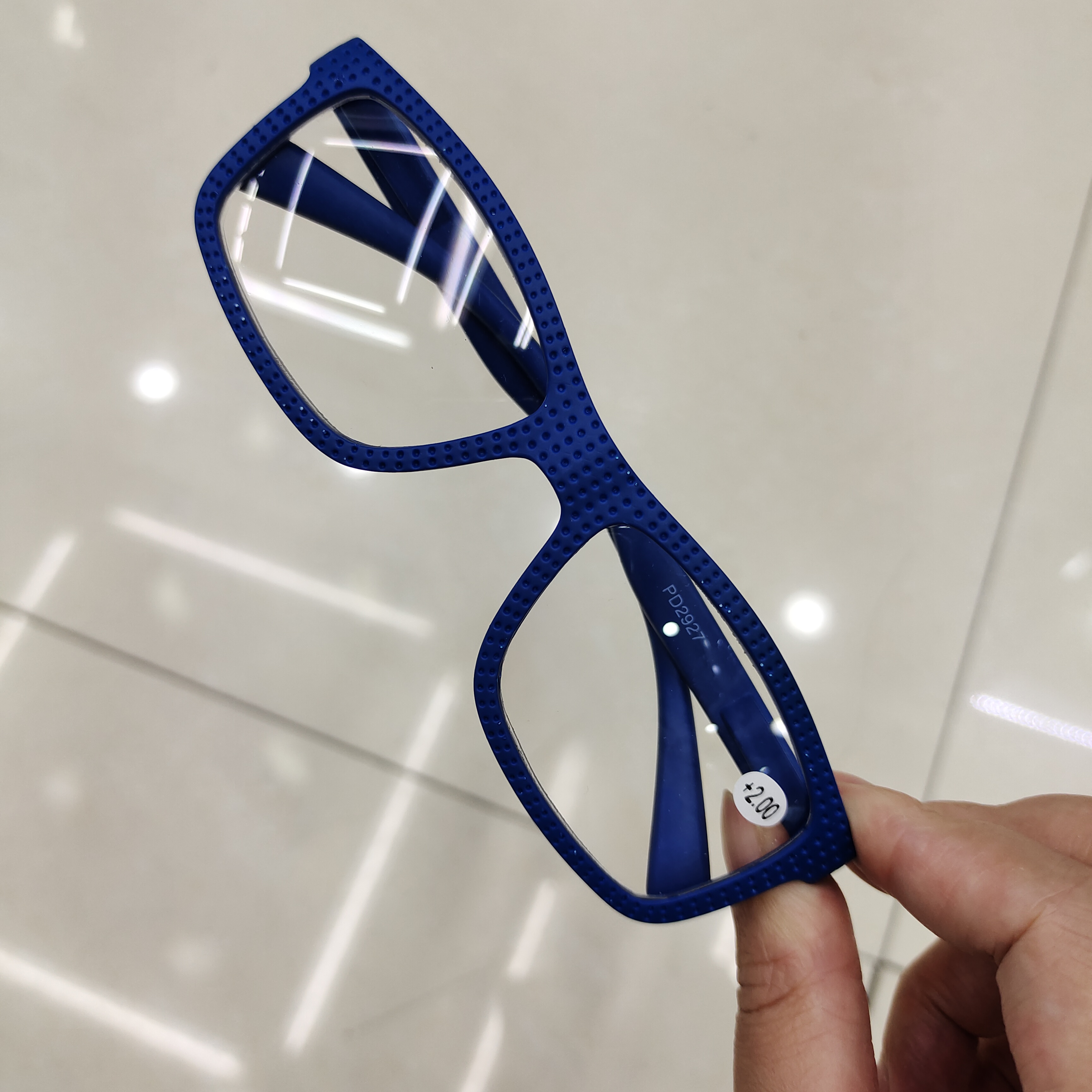 Blue hole reading glasses foreign trade original single spring leg order custom style
