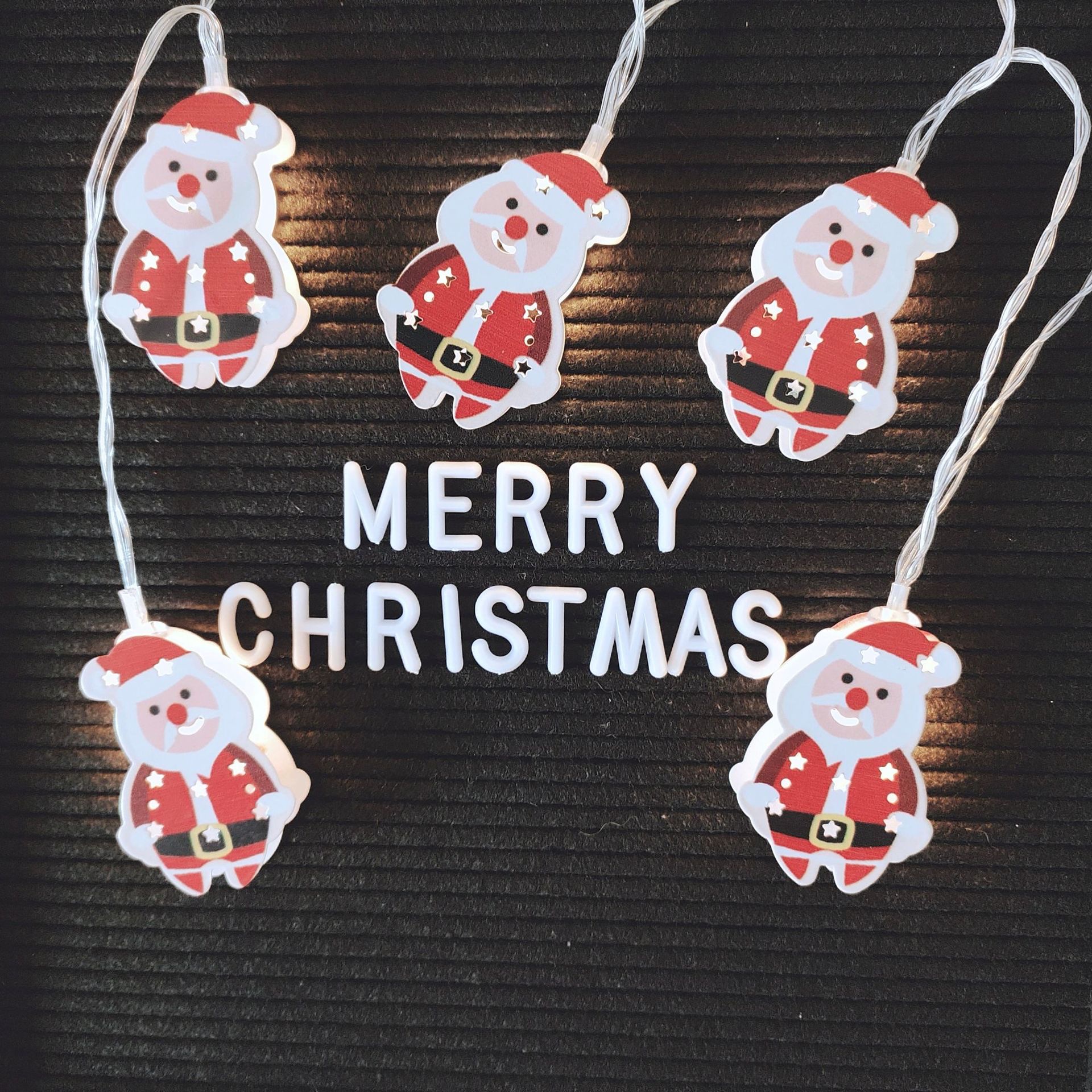 Amazon's best-selling iron Santa Claus string of lights, led Christmas decorative lights, party festival decorative small colorful lights, Santa Claus warm white light 3-meter 20-lamp battery model details Picture
