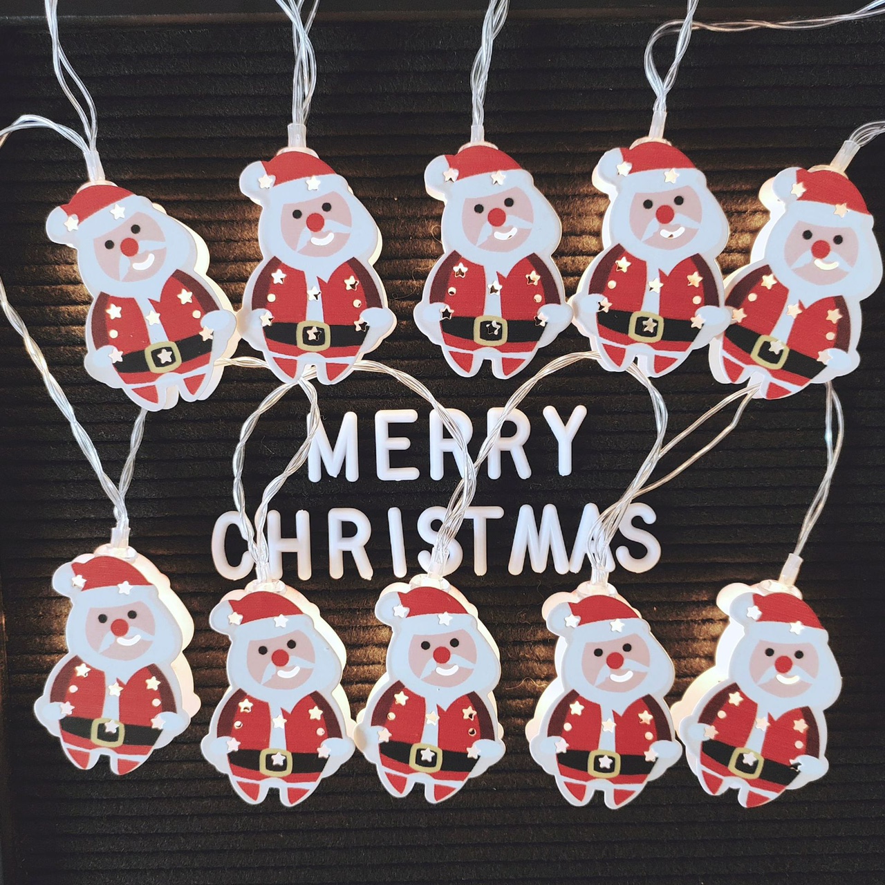 Amazon's best-selling iron Santa Claus string of lights, led Christmas decorative lights, party festival decorative small colorful lights, Santa Claus warm white light 3-meter 20-lamp battery model
