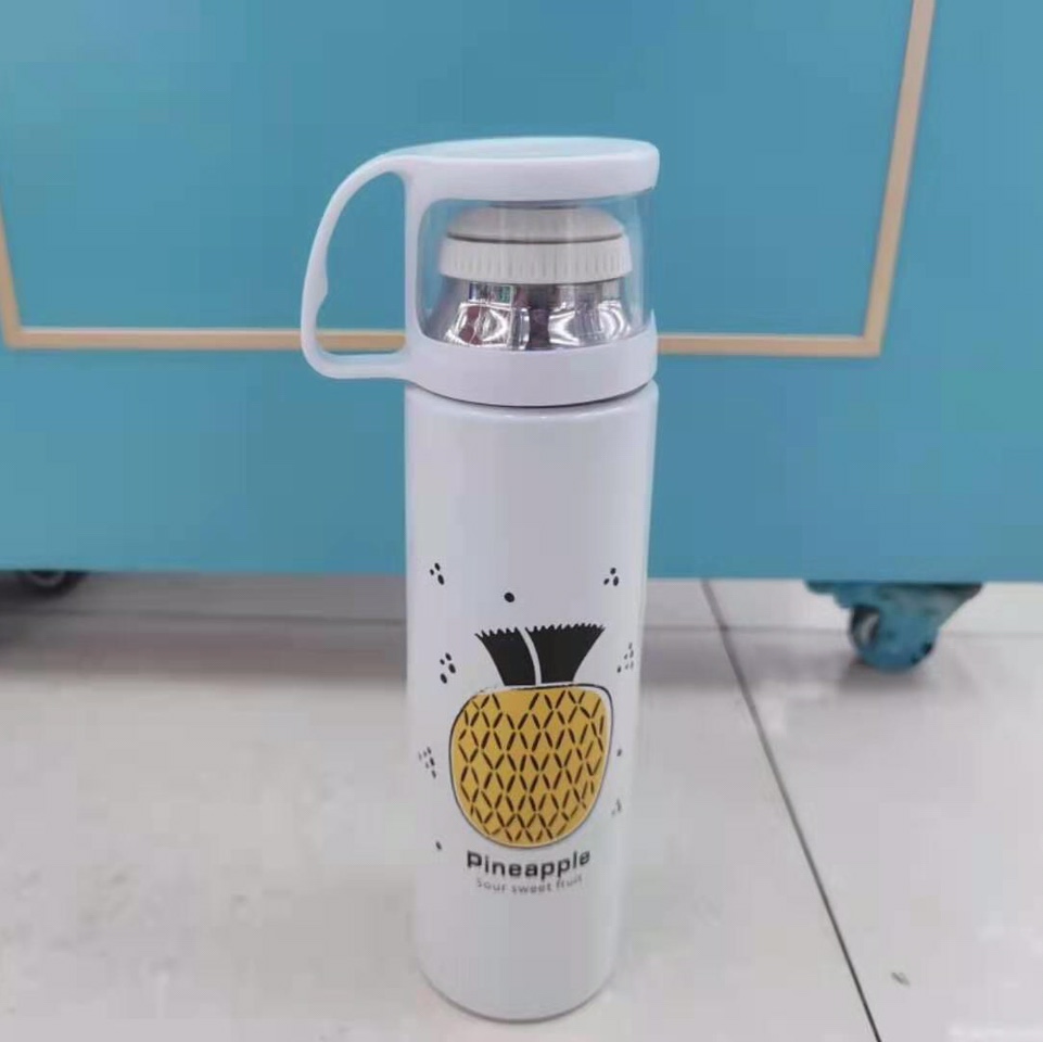 菠萝保温杯男女小学生儿童卡通简约水壶创意带盖杯子便携水杯  C040-350