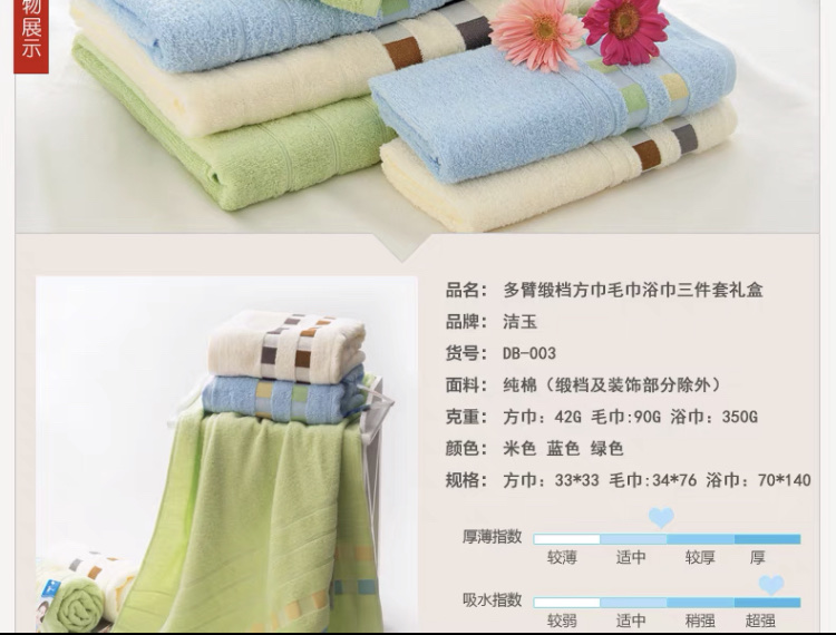 Yiwu Quality Goods All-cotton Gift towels for Adults, men and women, 4-piece set DB-0003F-1 Specification image