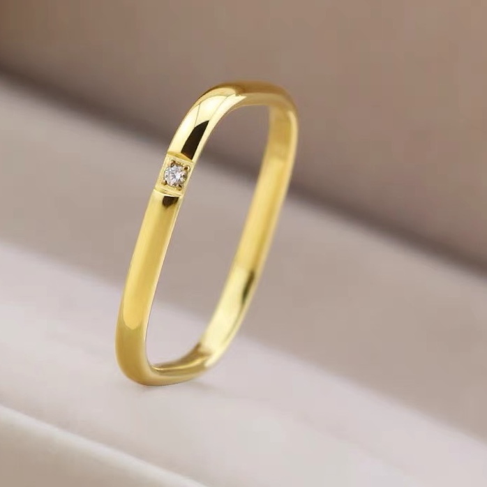 Japanese small ring ring female fashion personality ins fashion niche design titanium steel 18k gold index finger tail ring monotonous thumbnail