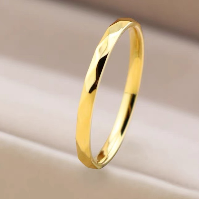 Plain circle full star ring female niche design ins tide network red titanium steel 18k color gold index finger tail ring little finger monotonous thumbnail