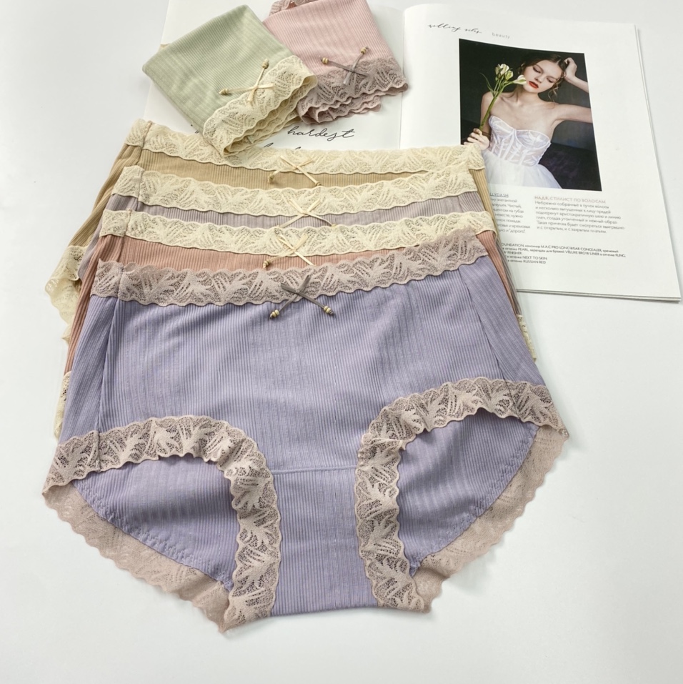 蕾丝内裤女性感奢华柔软莫代尔中腰超弹无痕抗菌透气纯棉裆三角裤