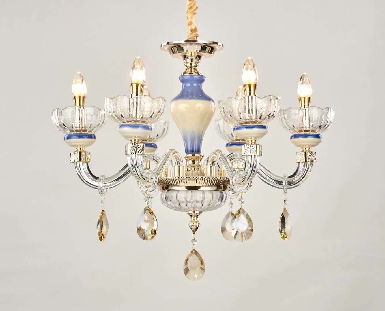 Six crystal glass ceramic chandeliers for the living room, dining room and bedroom details Picture