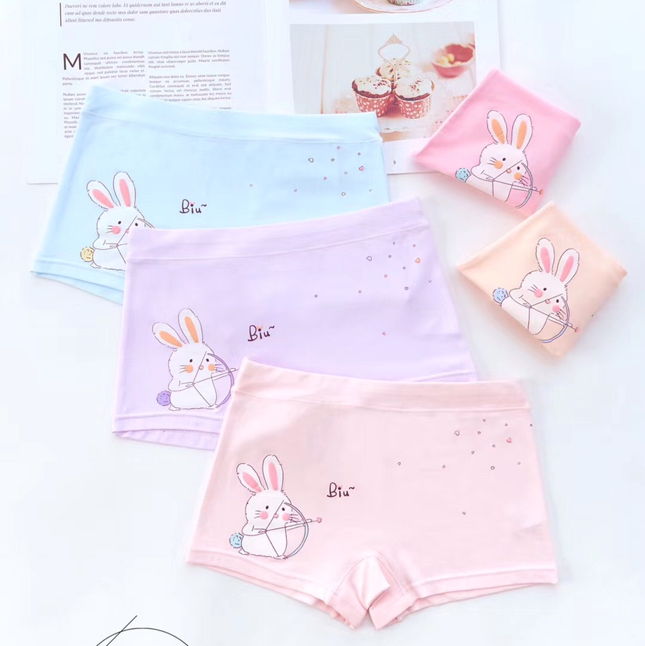 Children's underwear made of RC cotton fabric, with cute floral patterns, soft, comfortable and breathable. Girls' flat corners, Dilejia 1517#