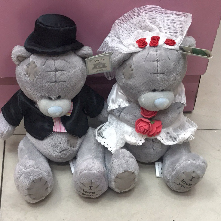 Dream plush toy grey pudding bear 13 cm wedding dress series cute plush throw pillow doll plush toy