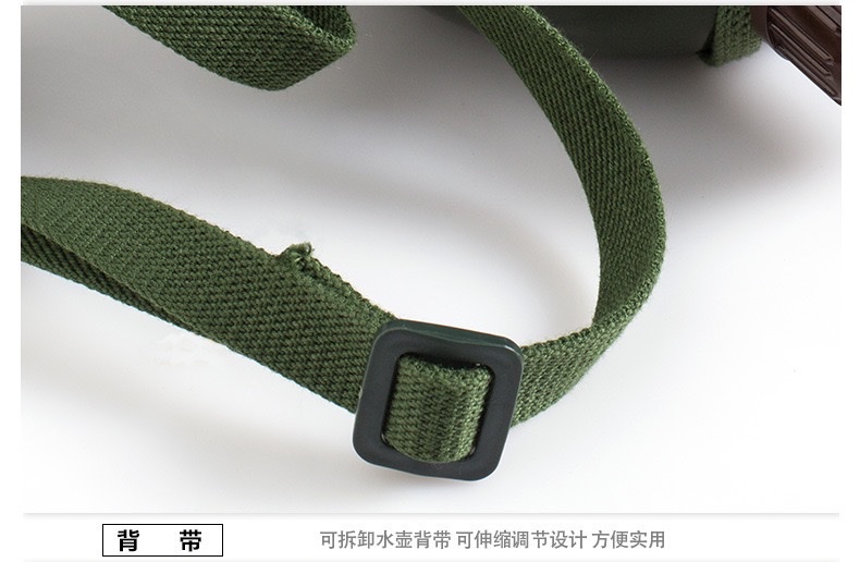 批发老式军绿色扁水壶户外军壶铝制登山学生军训大容量水壶详情图4