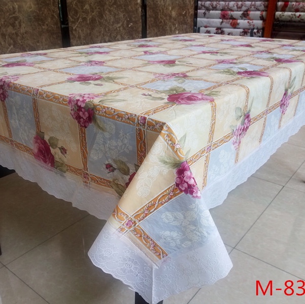 PVC印花台布 专业定制防寒 加压蕾丝边专版140*180CM 台布