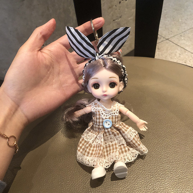 创意芭比娃娃钥匙扣穿衣小公主公仔仿真关节人偶钥匙链书包挂件女