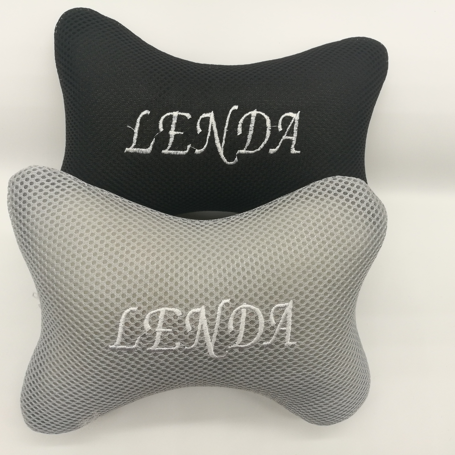 三明治绣花头枕 车内颈枕 骨头枕 汽车用品