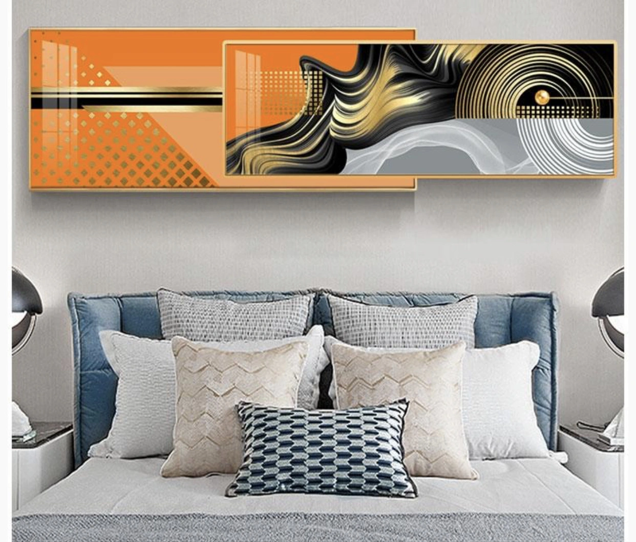 Abstract series of crystal porcelain bedside paintings with paintings within paintings detail image 2