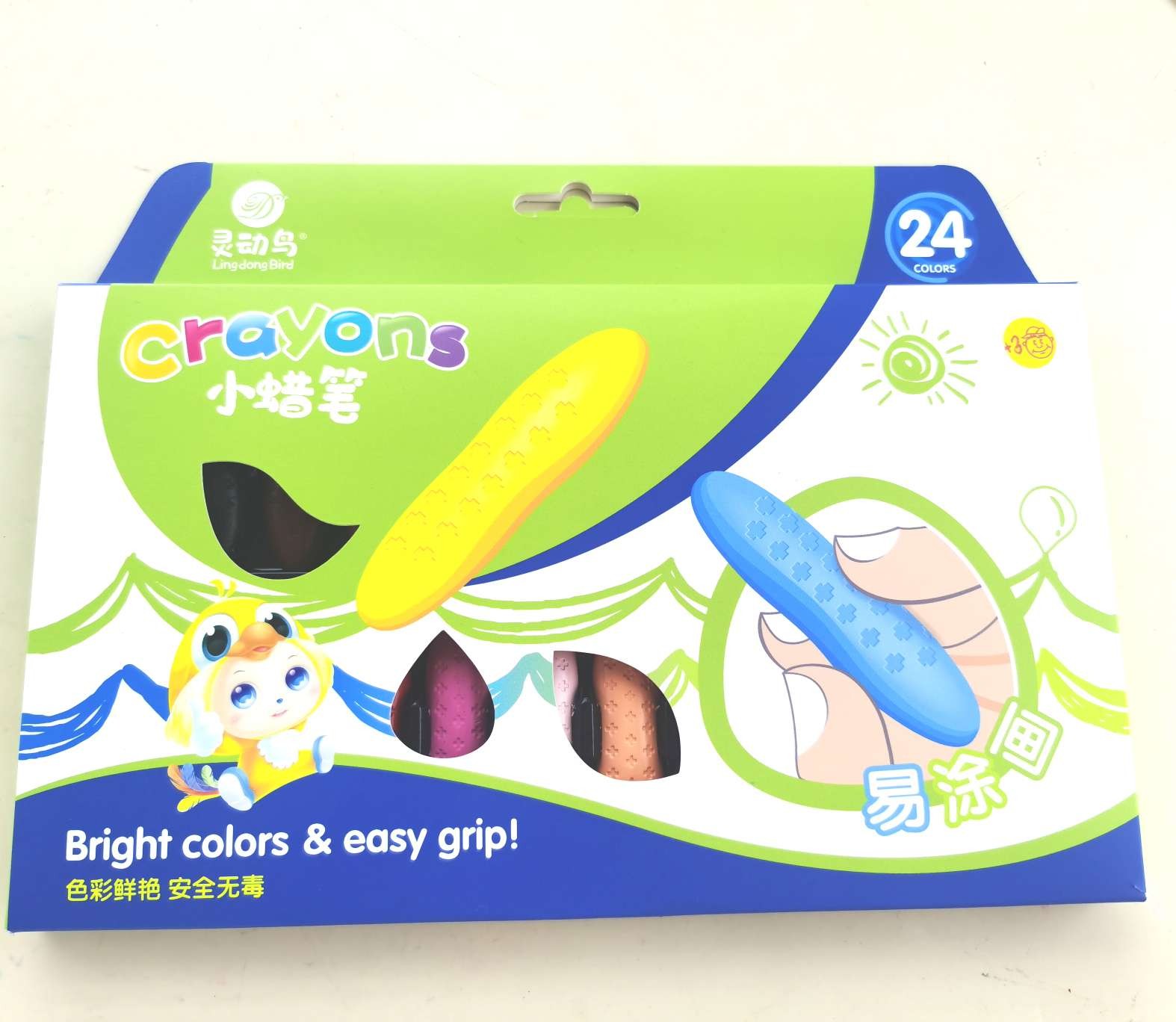 儿童无毒油画棒画笔 厂家直销24色塑料不脏手蜡笔  学生塑料蜡笔批发定制详情图4