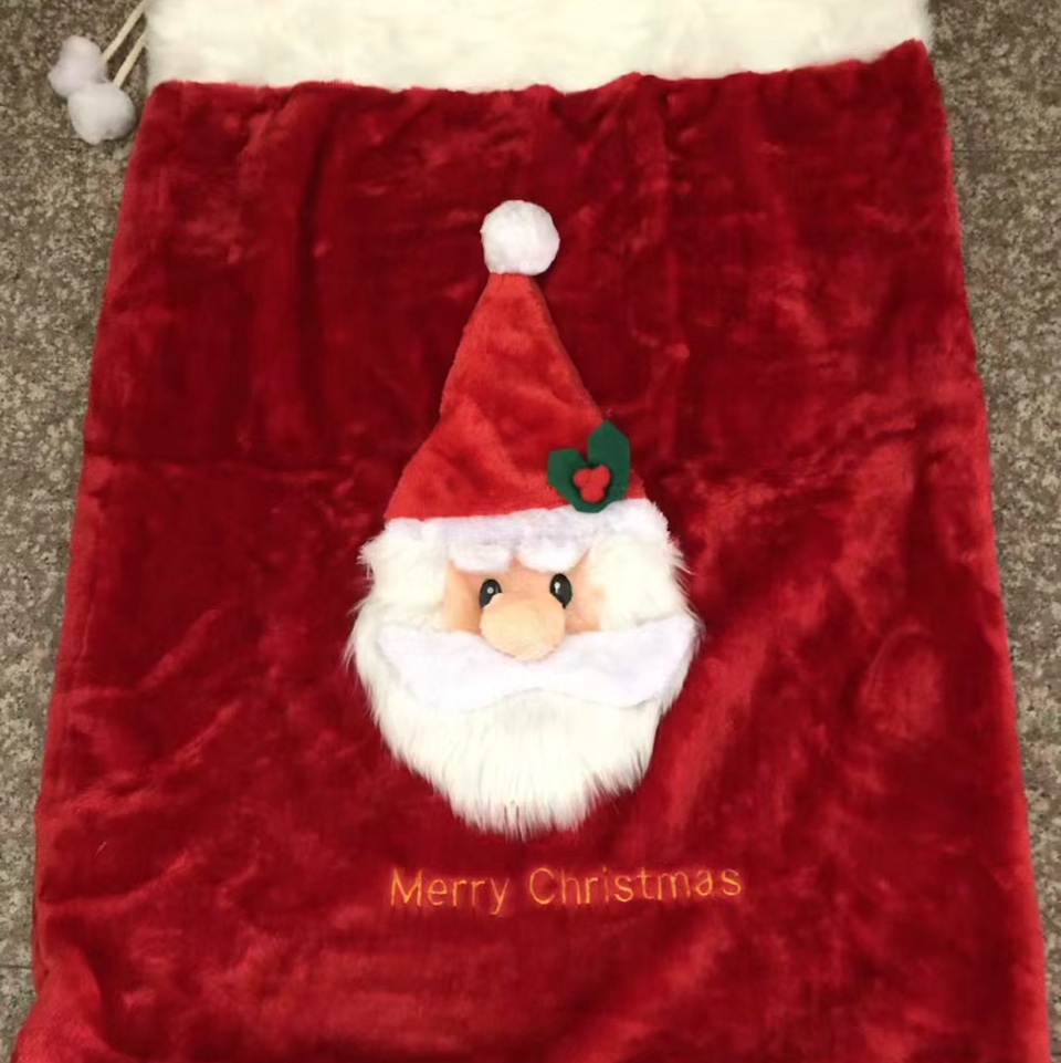Christmas extra-large plush old man face gift bag, factory direct sales for Christmas parties