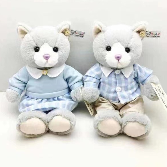 Dreamy plush toys, plush toys, small animal dolls, factory direct sales, 33 cm gray couple cat blue set series