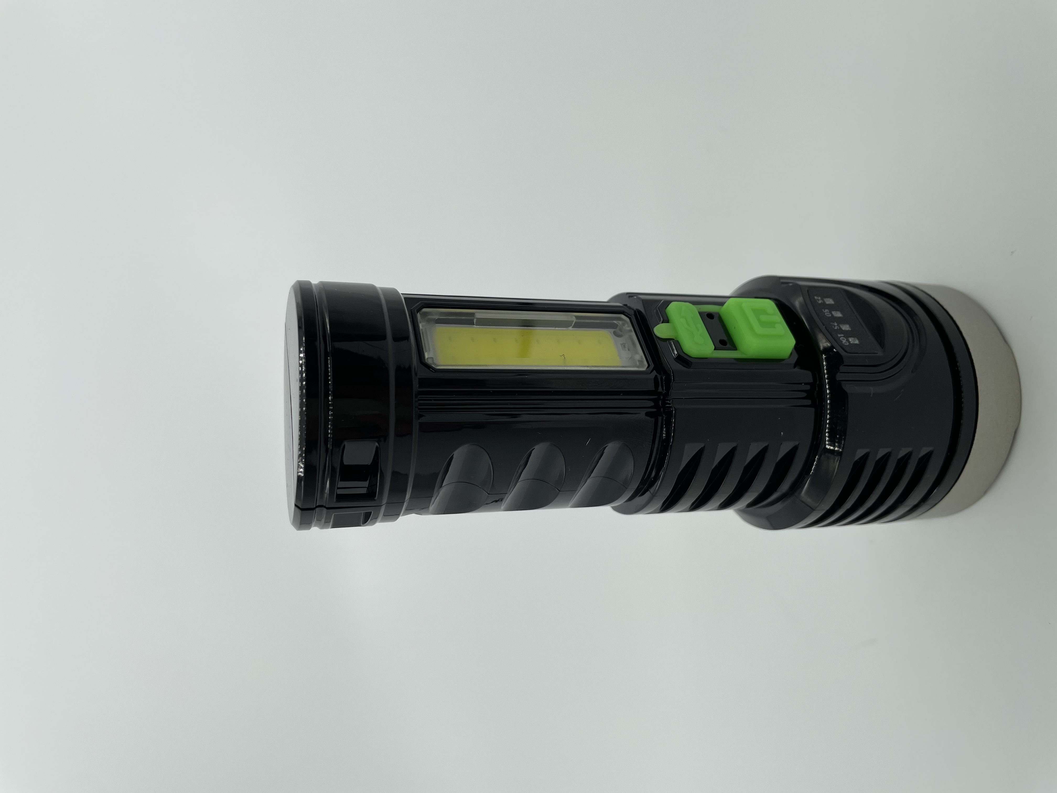 新款塑料内置电池照明带侧灯COB USB充电白底实物图