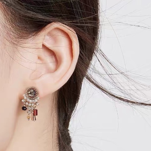 Colorful retro earrings Retro personality long superflash zircon ethnic wind multi-tassel colorful earrings Copper earrings Yiwu zircon thumbnail