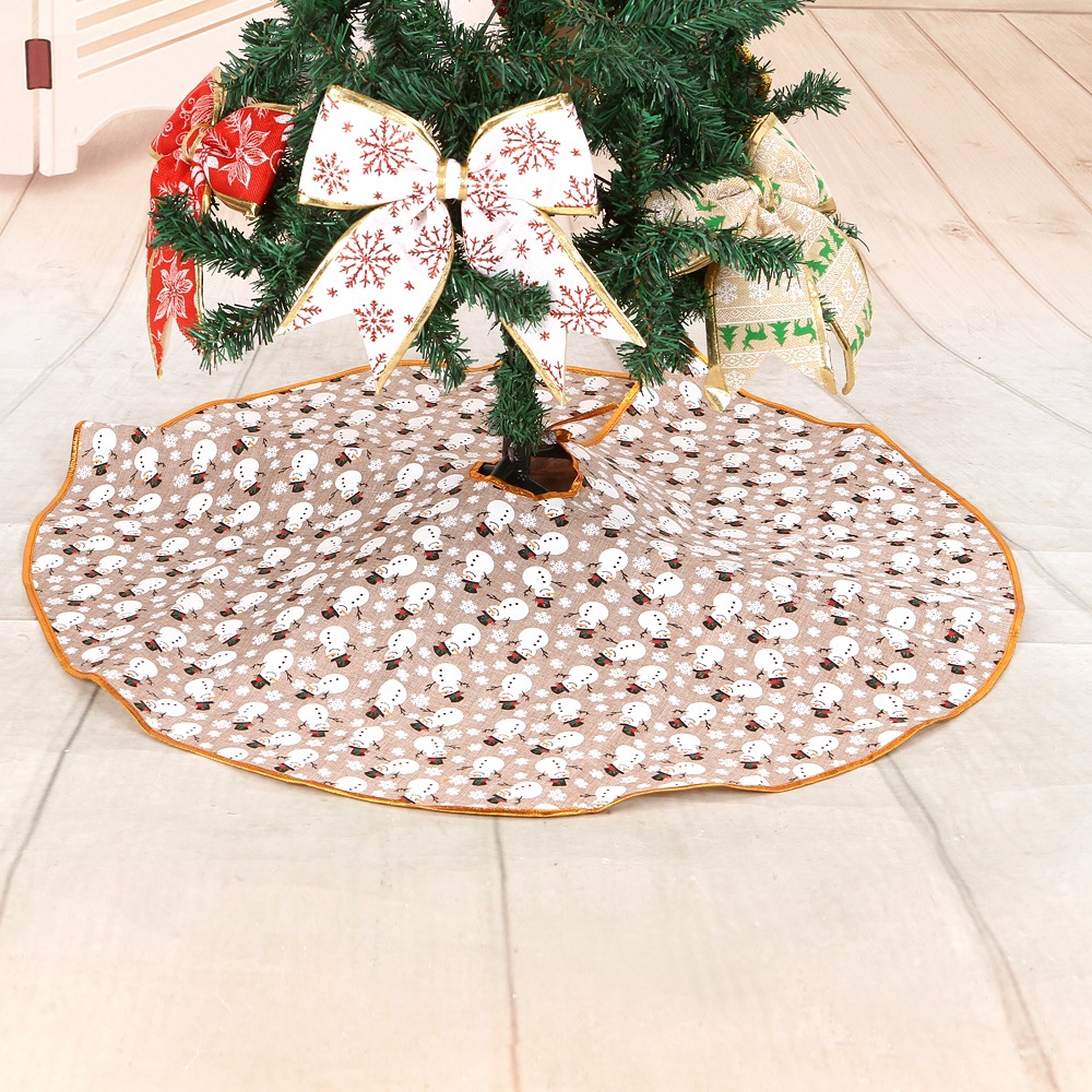 爆款热卖跨境亚马逊圣诞装饰品圣诞树裙圣诞节日装饰品Christmas tree skirt麻布雪人礼物树裙