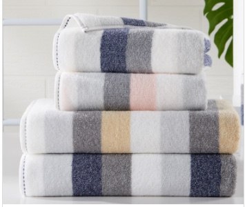 Jieyu all-cotton colored striped thickened and enlarged bath towel, household bath towel with water absorption J1017 Specification image