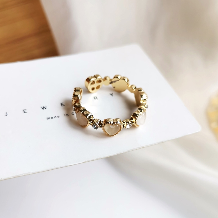 Xin Ai Love - 0059 South Korea simple love cat eye ring lady ins style niche design ring fashion temperament index finger ring