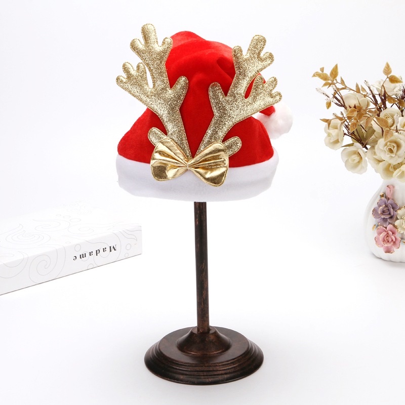 Hot Cross-Border Amazon Christmas Decorations Christmas Hat Christmas Holiday Decorations Christmas Hat Cap Christmas Antlers Christmas Hat Glitter Children's Holiday Dress-Up Pie Application Scenario