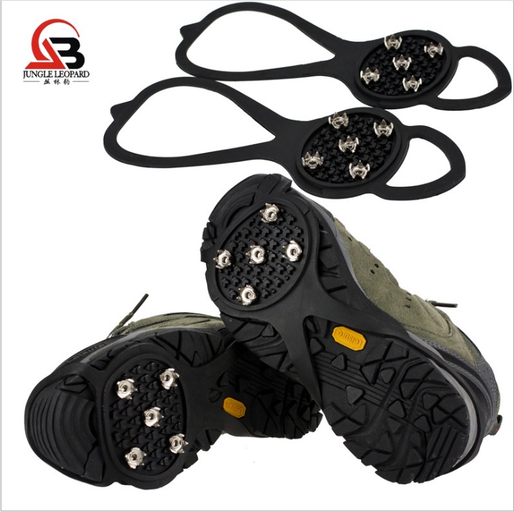 Outdoor Camping Mountaineering Snow Non-Slip Shoe Cover Simple 5 Teeth Hoist Type Crampons Pair Of 2 Prices details Picture
