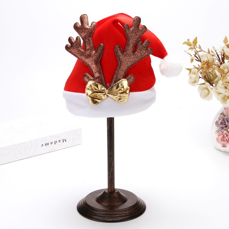 Hot Cross-Border Amazon Christmas Decorations Christmas Hat Christmas Holiday Decorations Christmas Hat Cap Christmas Antlers Christmas Hat Glitter Children's Holiday Dress-Up Pie Item Picture