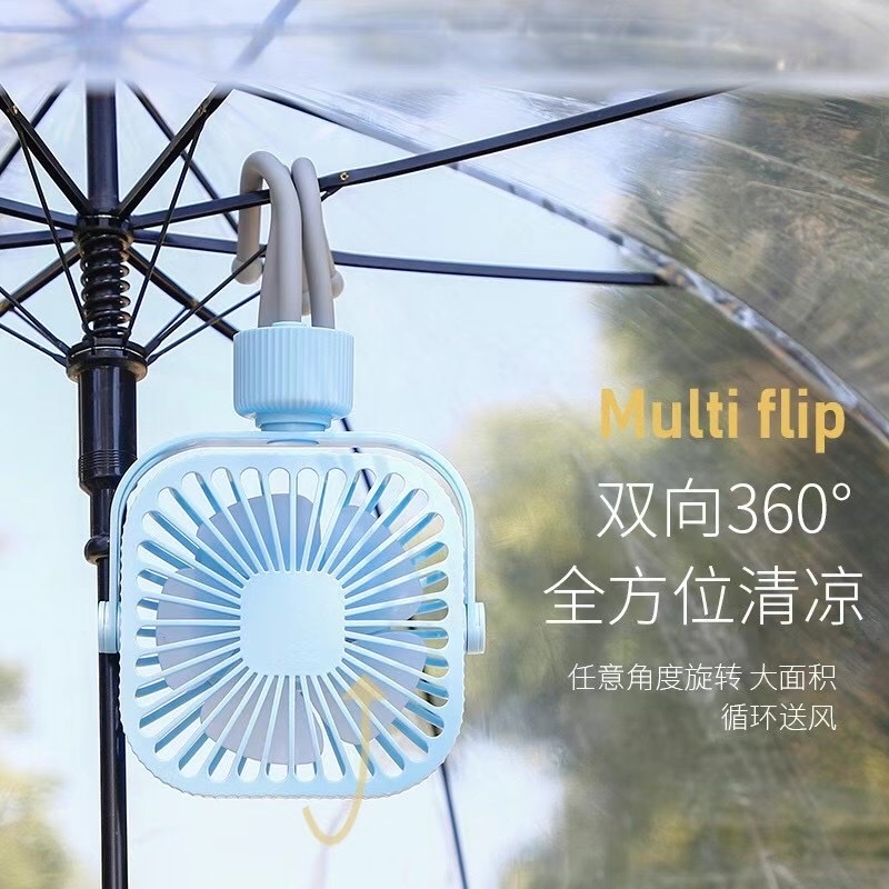Portable small fan, thoughtful seven-color night light charging fan detail image 6