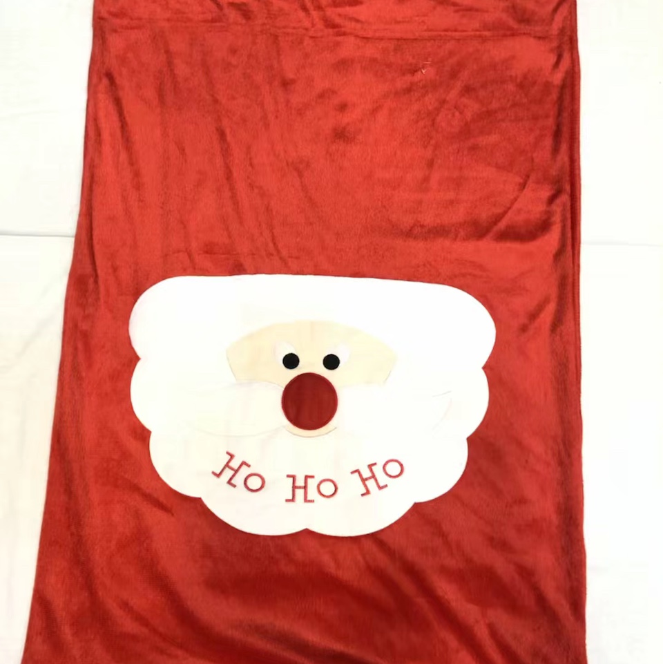 圣诞短毛布HO绣花老人袋公仔礼物袋派对厂家直销