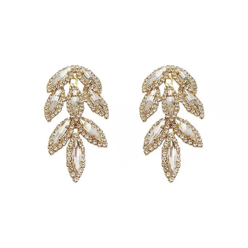 Korean version fashion new exquisite simple cold wind full of diamond glass earrings
