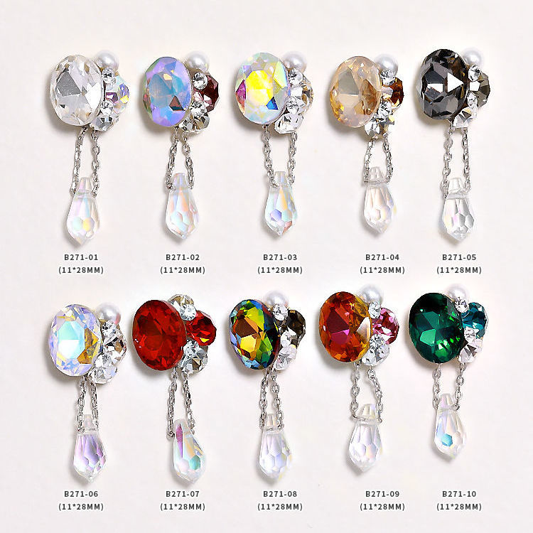 Nail jewelry shaped diamond flat mixed net celebrity AB color Champagne super flash diamond Japanese nail jewelry 2025