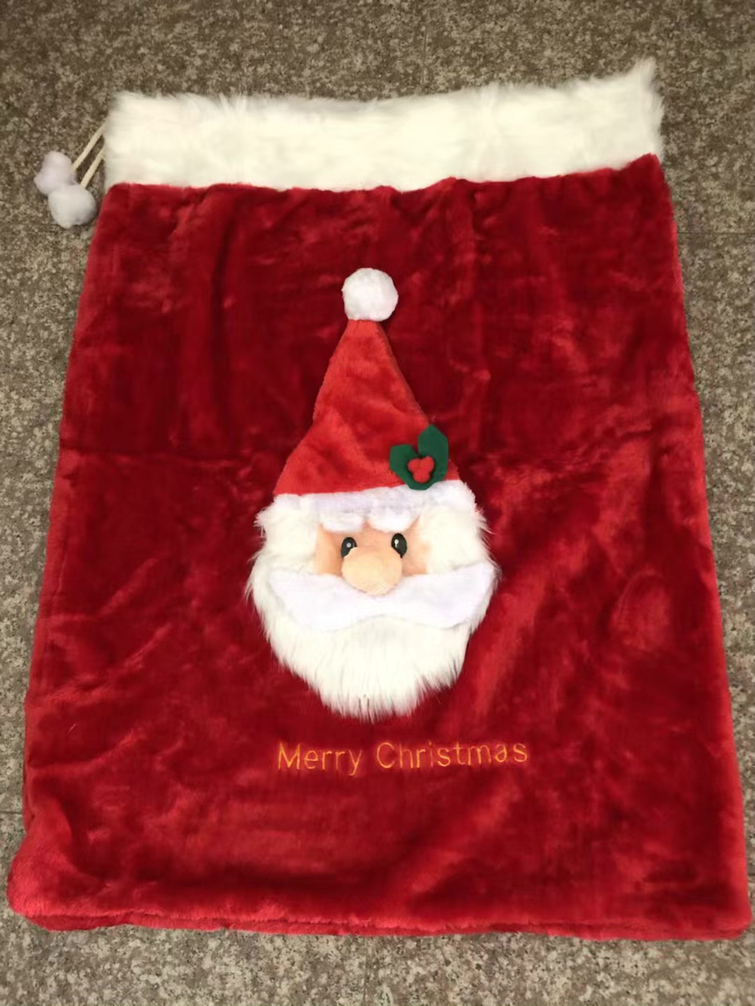 Christmas extra-large plush old man face gift bag, factory direct sales for Christmas parties Specification image