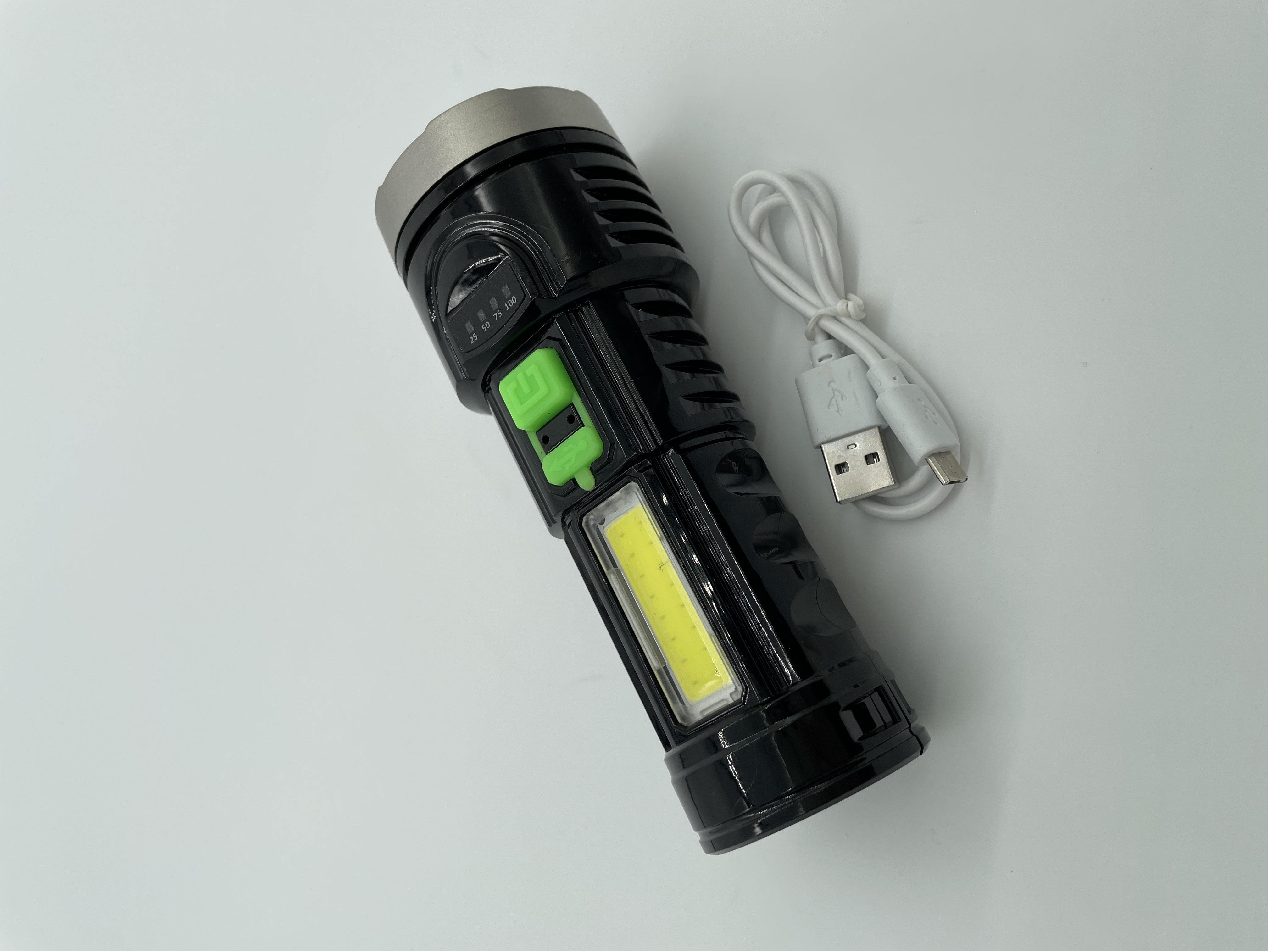 新款塑料内置电池照明带侧灯COB USB充电细节图