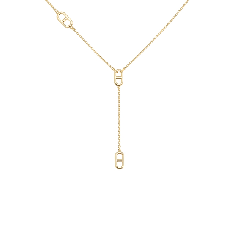 Simple chain necklace for women fine gold plated personality ins fold wear niche design snake bone chain clavicle chain temperament choker day word frame under hanging necklace 36