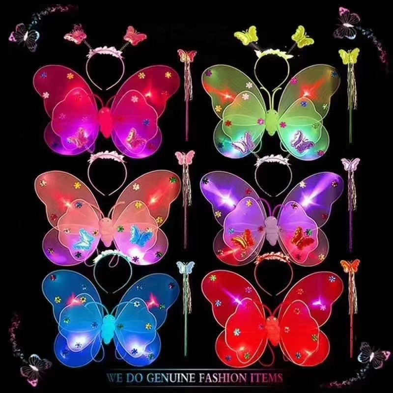 天使翅膀演出表演道具发光双层蝴蝶翅膀魔法仙女棒三件套夜市详情1